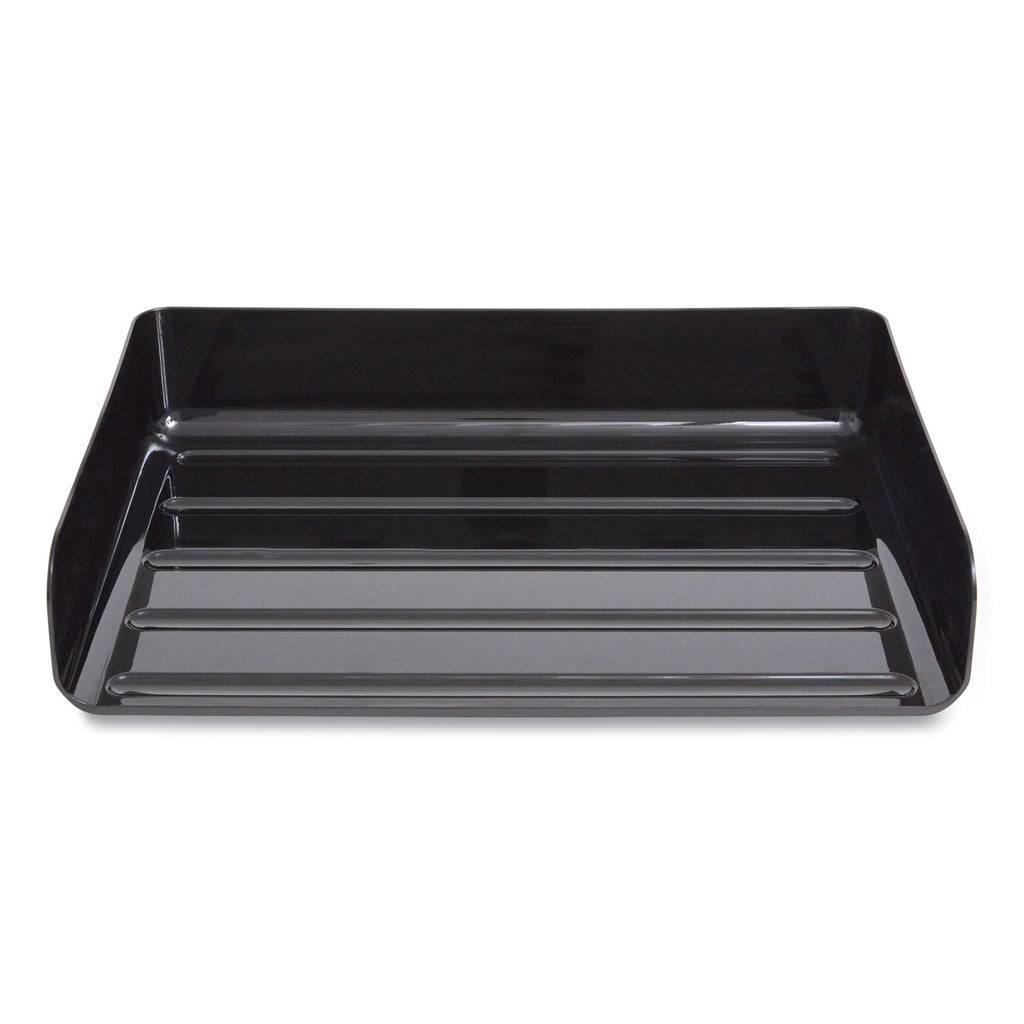 Side-Load Stackable Plastic Document Tray, 1 Section, Letter-Size, 12.63 x 9.72 x 3.01, Black, 2/Pack