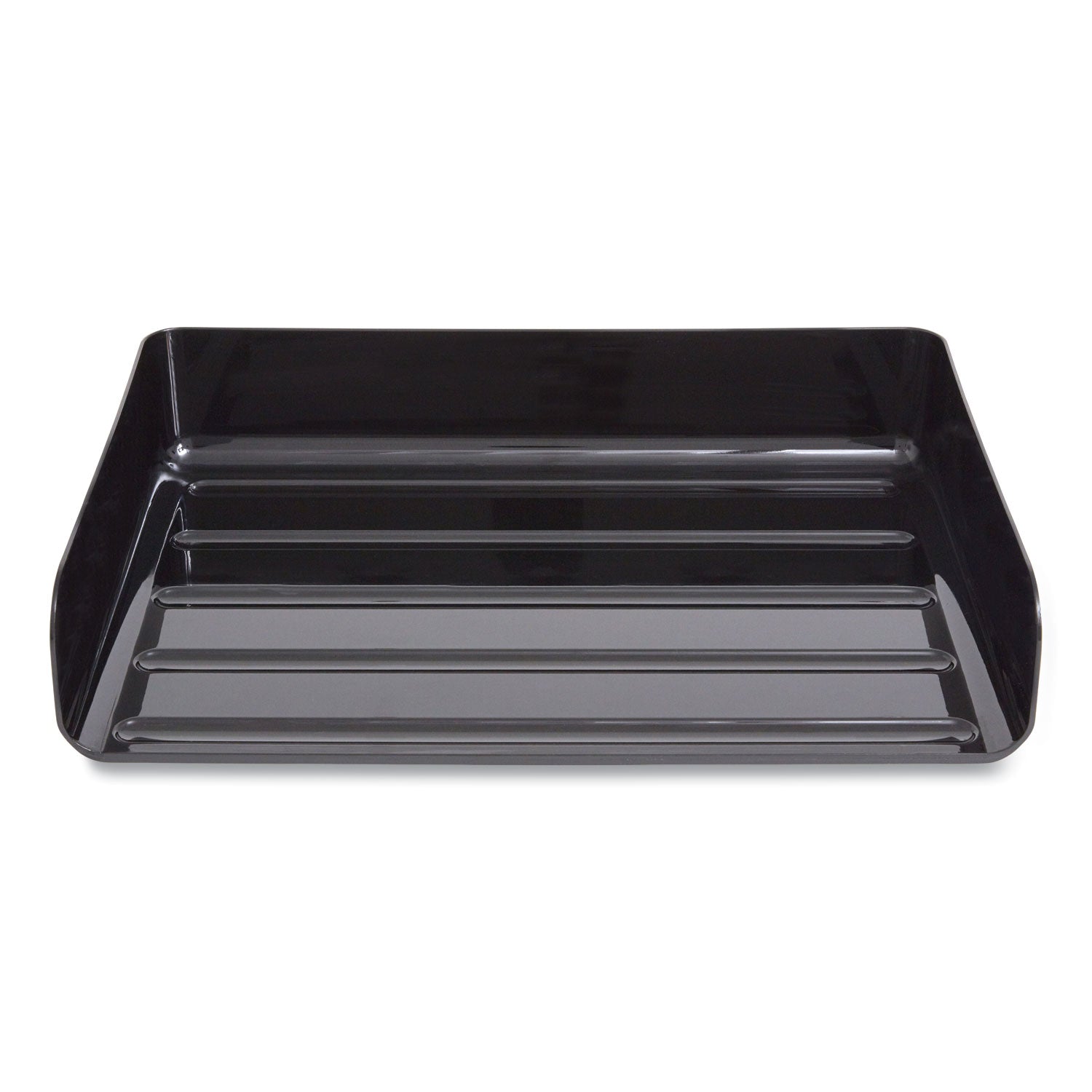 Side-Load Stackable Plastic Document Tray, 1 Section, Letter-Size, 12.63 x 9.72 x 3.01, Black, 2/Pack