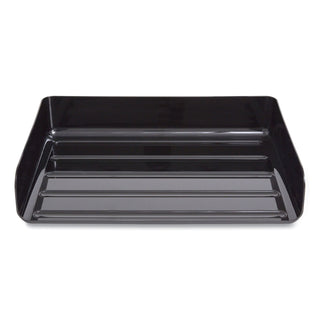 Side-Load Stackable Plastic Document Tray, 1 Section, Letter-Size, 12.63 x 9.72 x 3.01, Black, 2/Pack