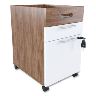 Essentials Mobile Pedestal File, Left or Right, 2-Drawers: Box/File, Legal/Letter, White/Espresso, 15.5" x 21.2" x 24.2