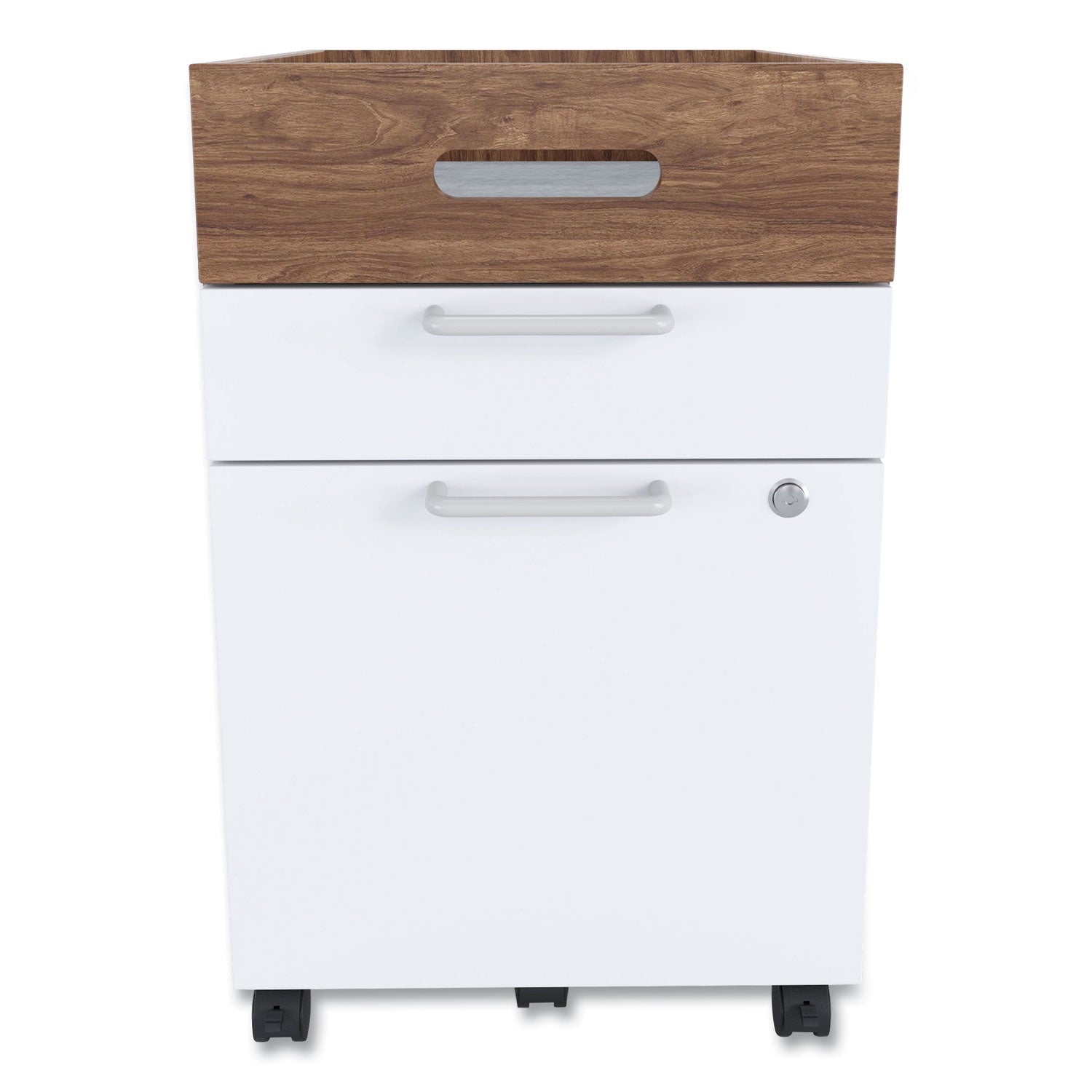 Essentials Mobile Pedestal File, Left or Right, 2-Drawers: Box/File, Legal/Letter, White/Espresso, 15.5" x 21.2" x 24.2