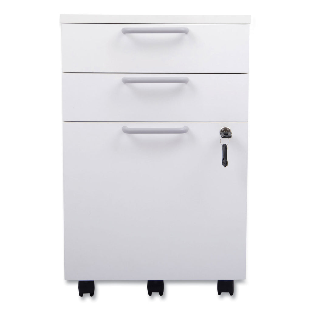 Essentials Mobile Pedestal File, Left or Right, 3-Drawers: Box/Box/File, Legal/Letter, White, 15.6" x 21.3" x 24.3