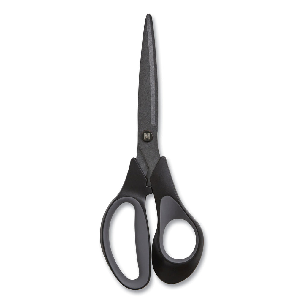 Non-Stick Titanium-Coated Scissors, 8" Long, 3.86" Cut Length, Charcoal Black Blades, Black/Gray Straight Handle