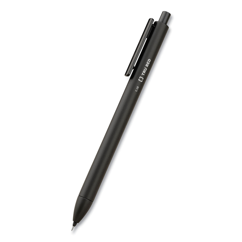 Quick Dry Gel Pen, Retractable, Extra-Fine 0.38 mm, Black Ink, Black Barrel, 5/Pack