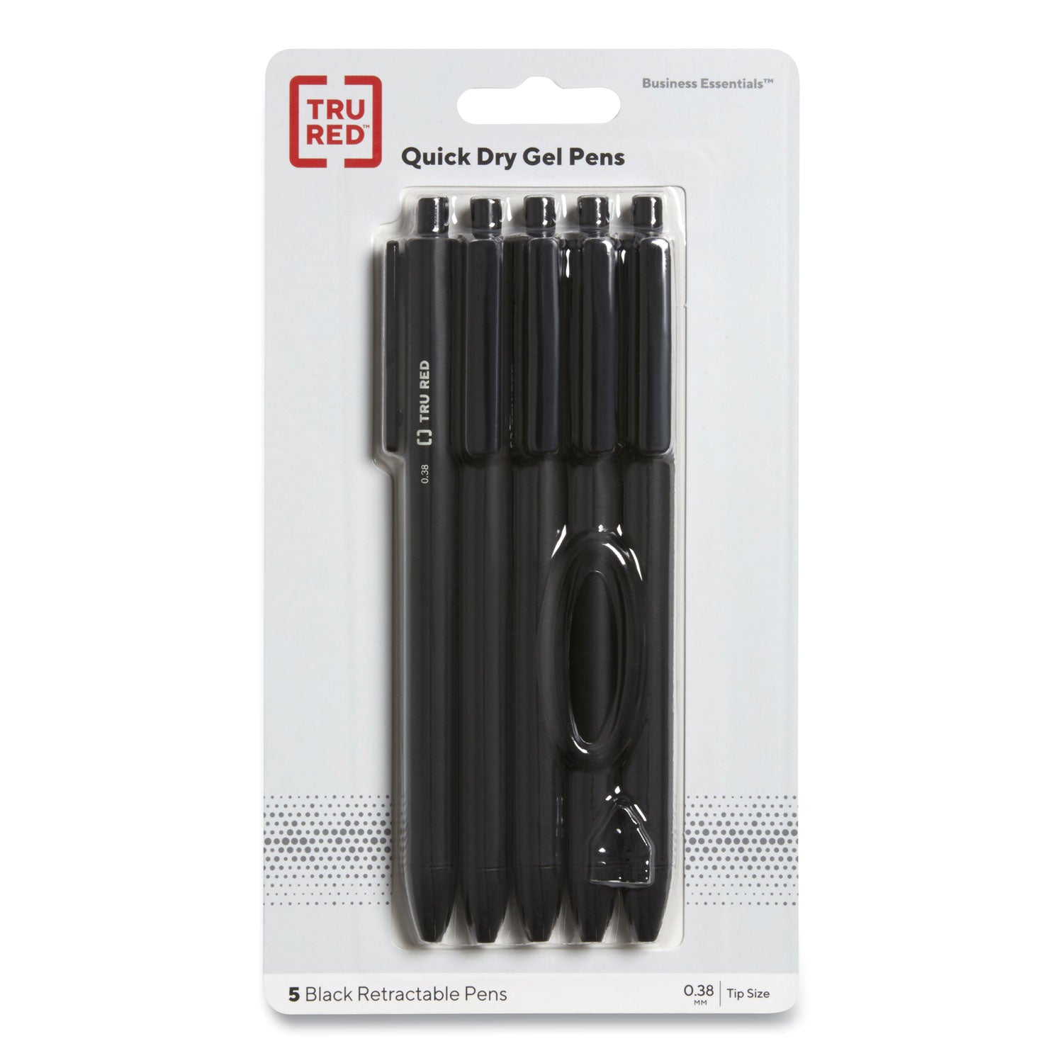 Quick Dry Gel Pen, Retractable, Extra-Fine 0.38 mm, Black Ink, Black Barrel, 5/Pack