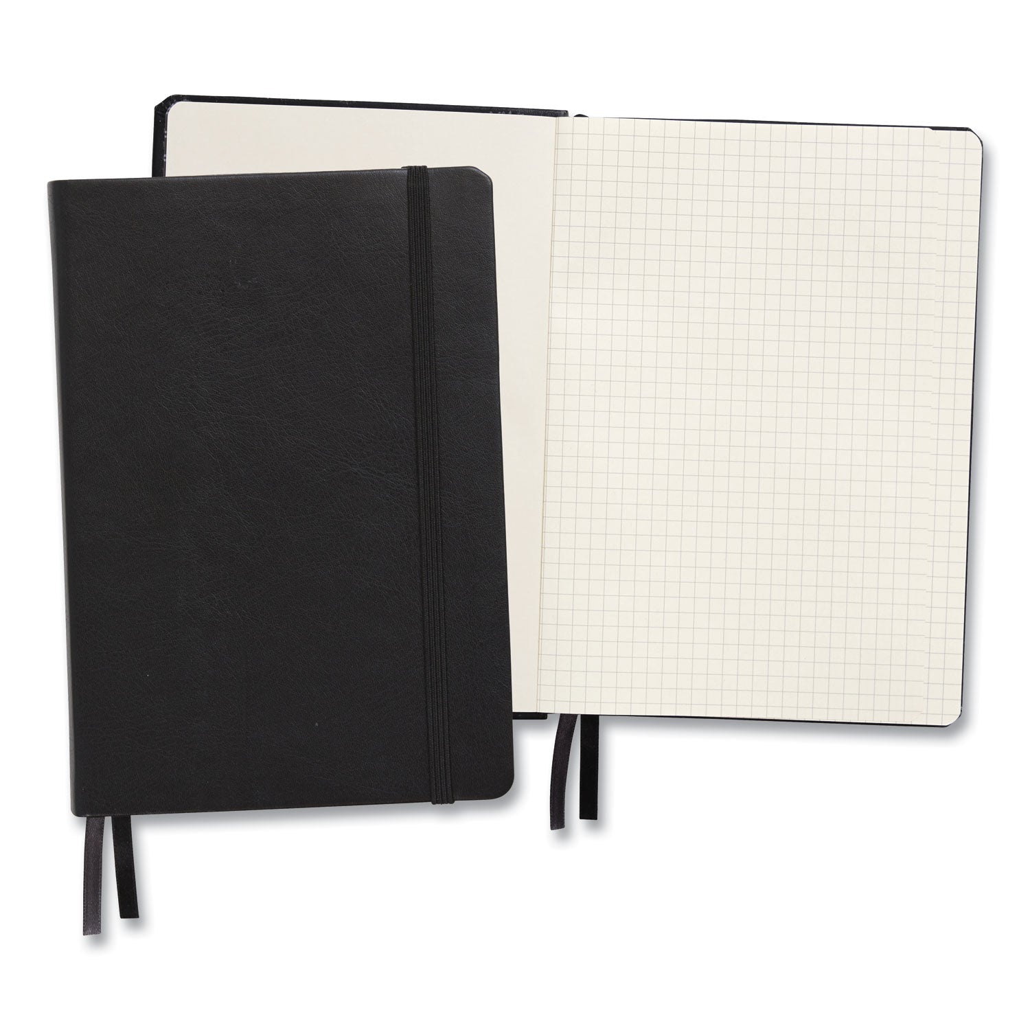Flexible-Cover Business Journal, Elastic Closure, 1-Subject, Quadrille Rule (5 sq/in), Black Cover, (128) 8 x 5.5 Sheets
