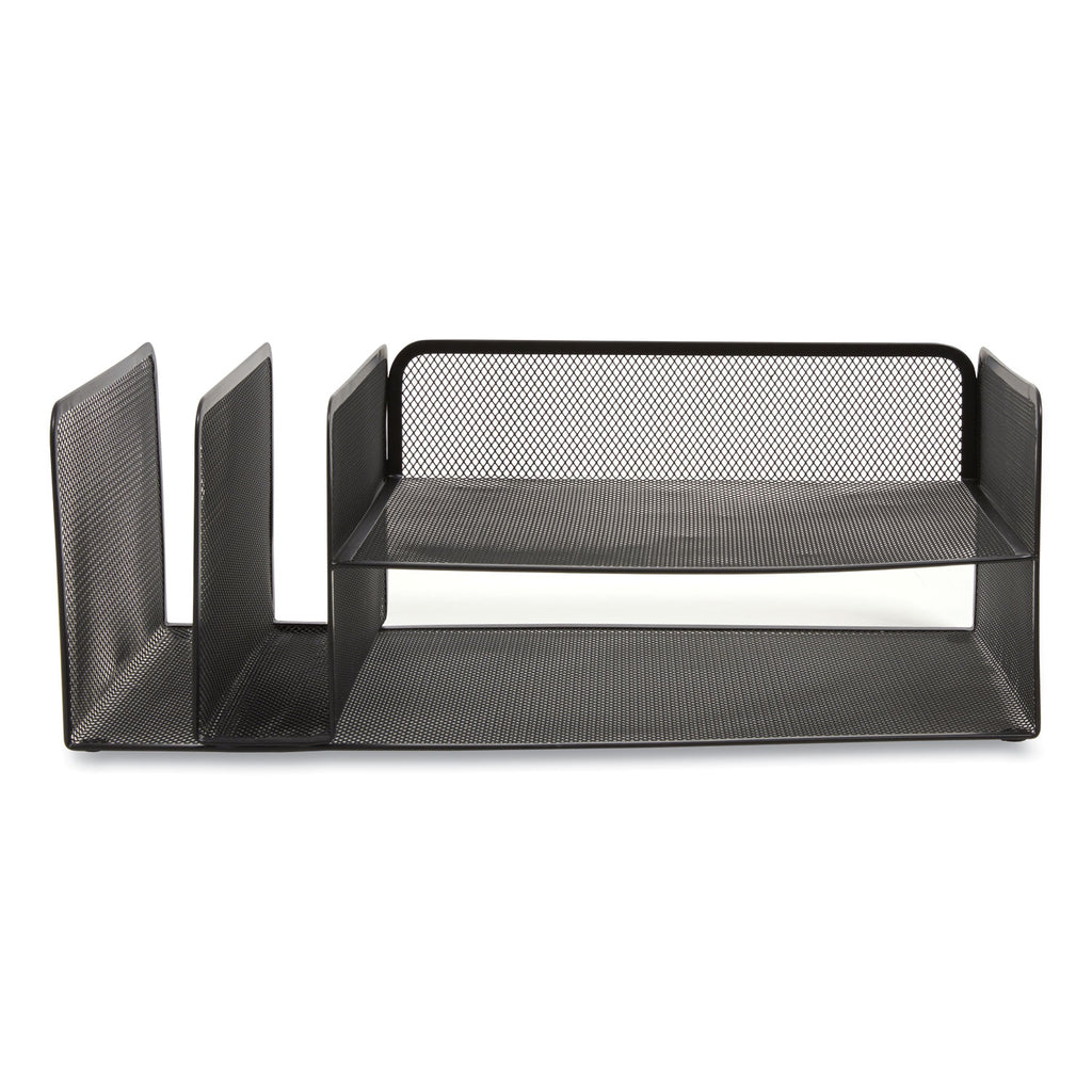 Wire Mesh Combination Organizer, Vertical/Horizontal, 4 Sections, Letter-Size, 11.2 x 17.4 x 6.54, Matte Black