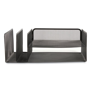 Wire Mesh Combination Organizer, Vertical/Horizontal, 4 Sections, Letter-Size, 11.2 x 17.4 x 6.54, Matte Black