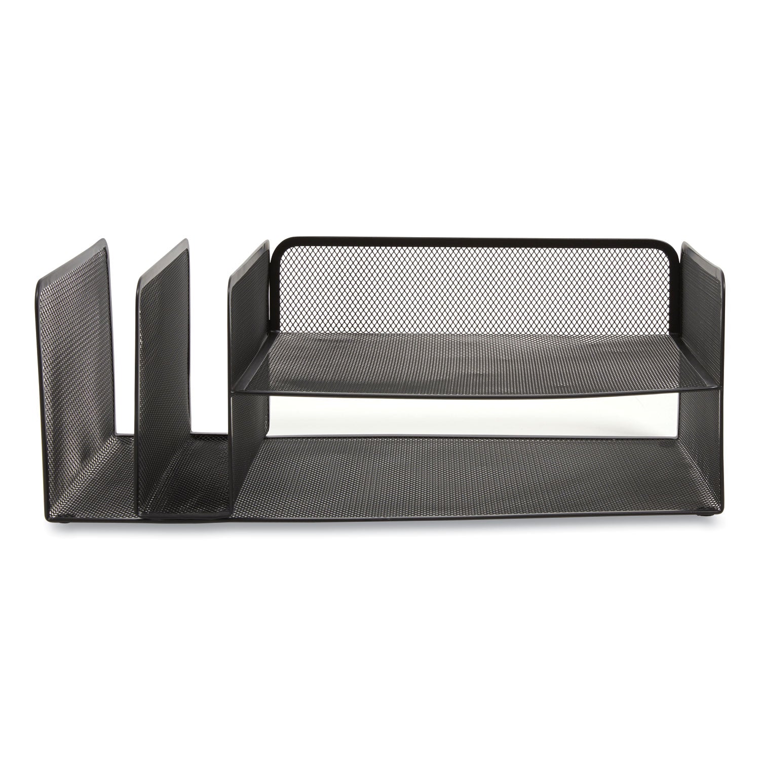 Wire Mesh Combination Organizer, Vertical/Horizontal, 4 Sections, Letter-Size, 11.2 x 17.4 x 6.54, Matte Black