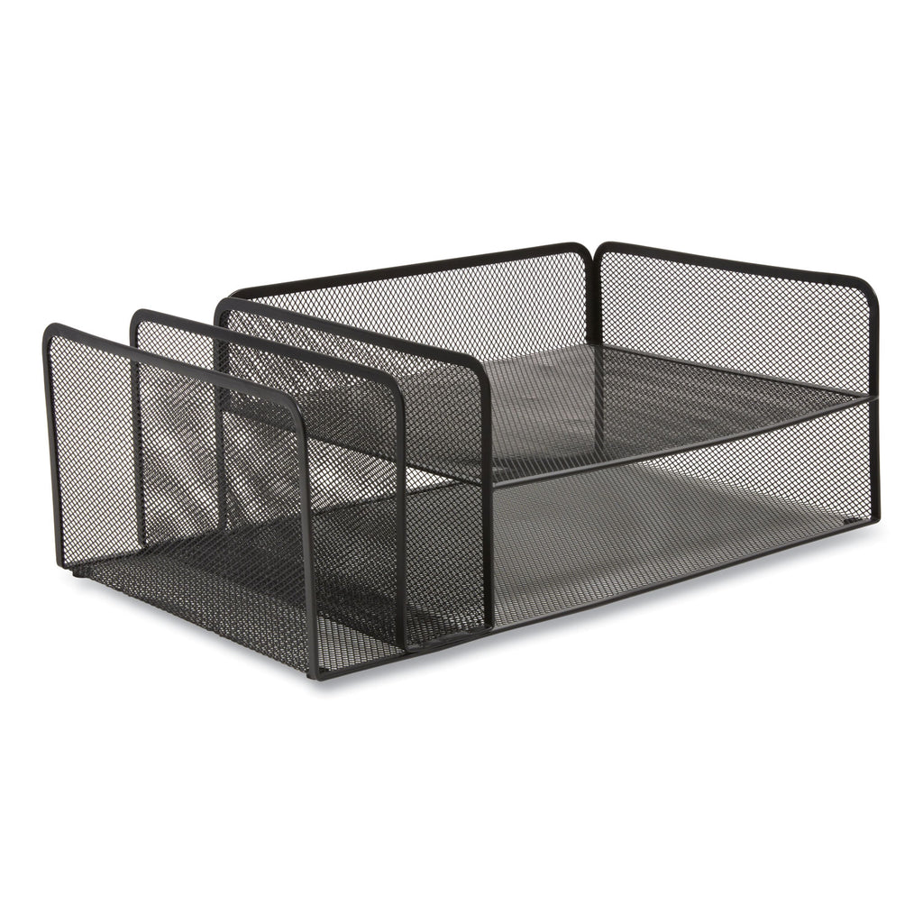 Wire Mesh Combination Organizer, Vertical/Horizontal, 4 Sections, Letter-Size, 11.2 x 17.4 x 6.54, Matte Black