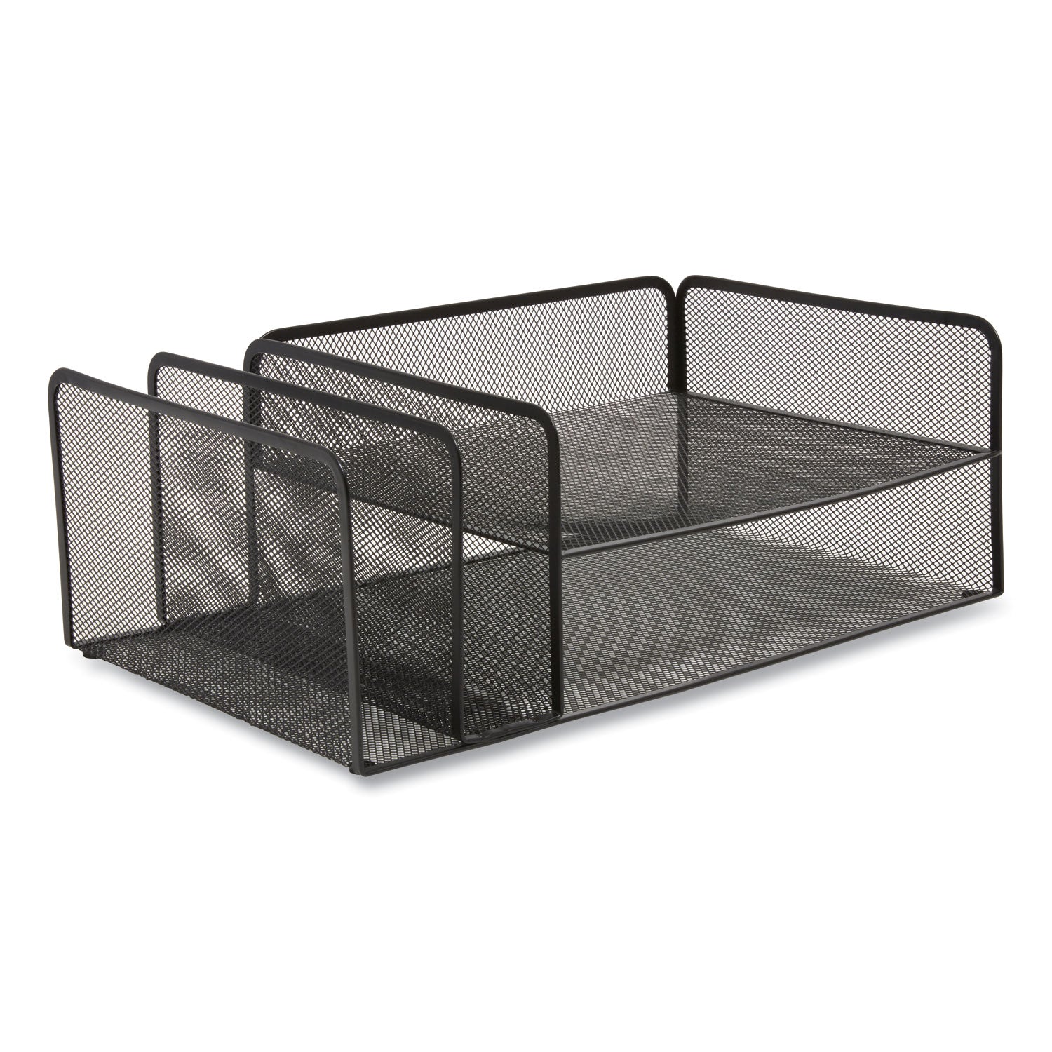 Wire Mesh Combination Organizer, Vertical/Horizontal, 4 Sections, Letter-Size, 11.2 x 17.4 x 6.54, Matte Black