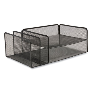 Wire Mesh Combination Organizer, Vertical/Horizontal, 4 Sections, Letter-Size, 11.2 x 17.4 x 6.54, Matte Black