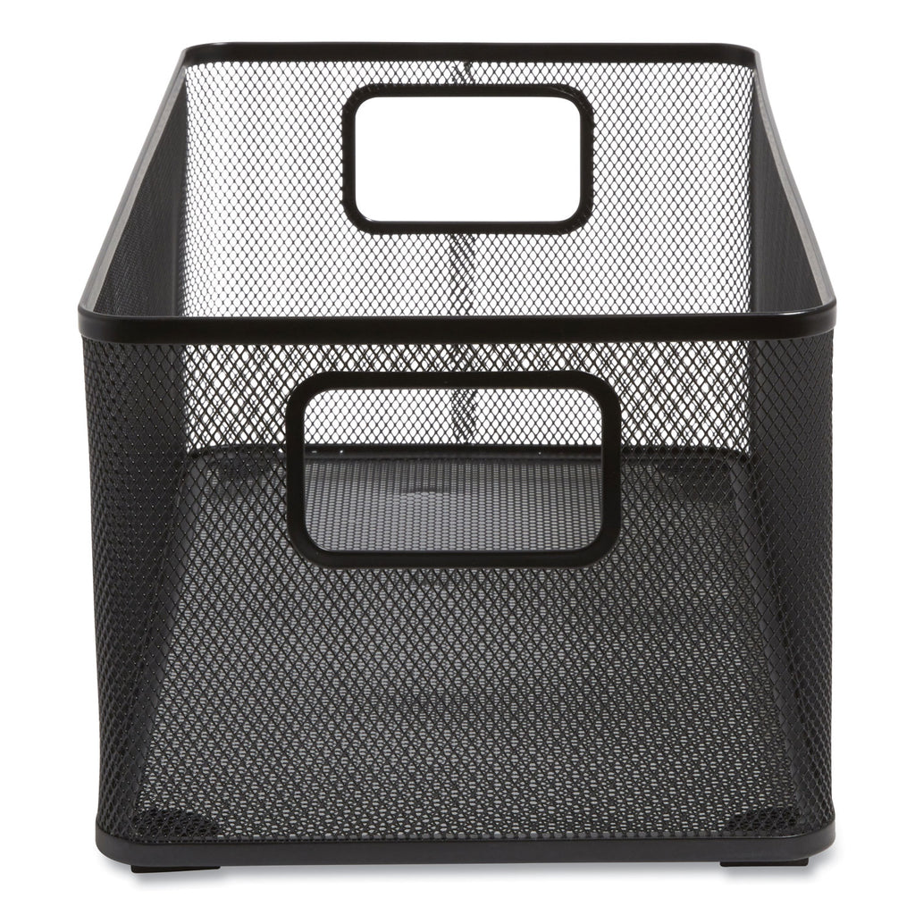 Wire Mesh Storage Box, 8.58" x 15.75" x 6.69", Black