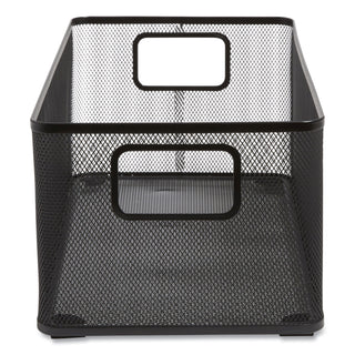 Wire Mesh Storage Box, 8.58" x 15.75" x 6.69", Black