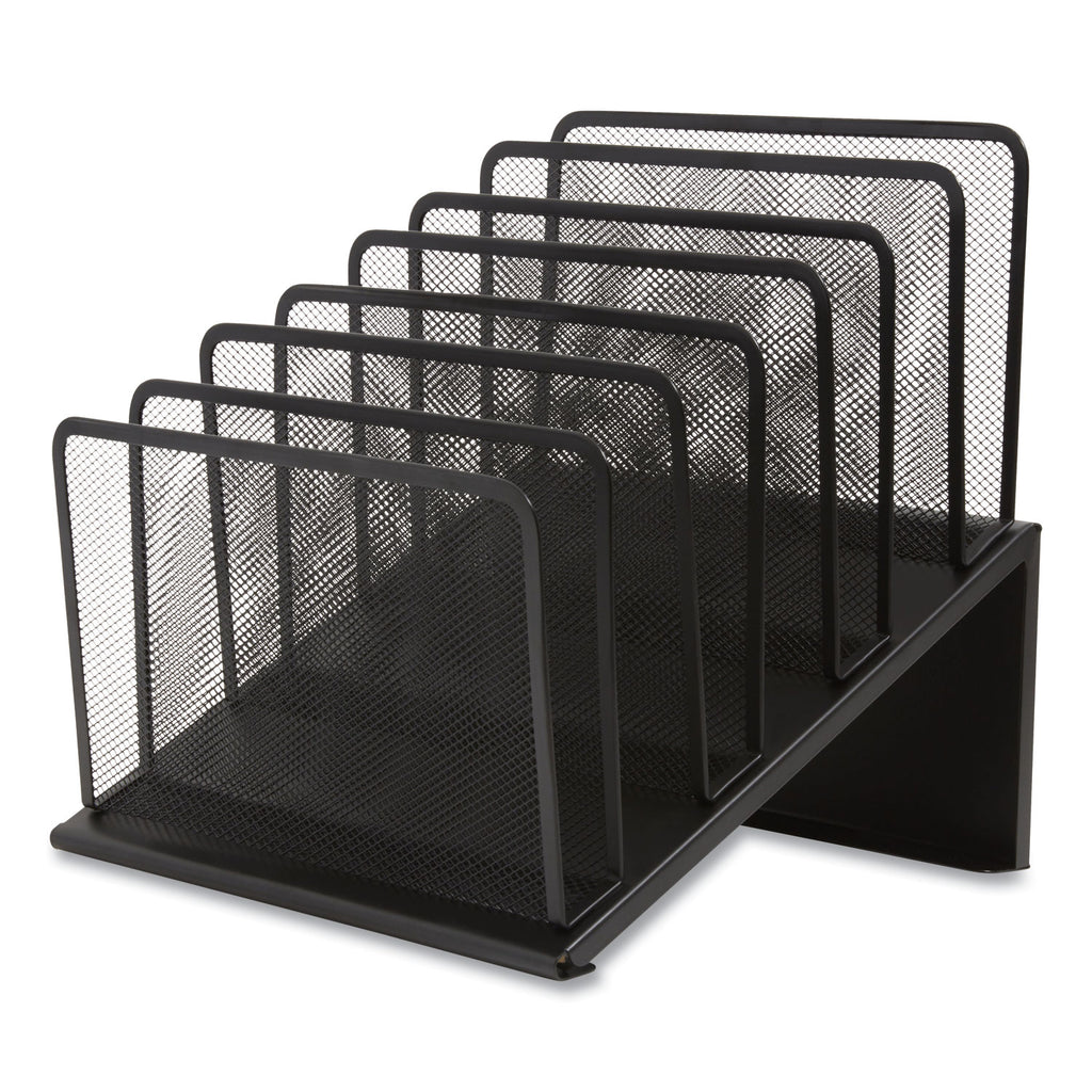 Wire Mesh Incline Sorter, Open Design, 7 Sections, Letter-Size, 11.41 x 11.41 x 11.02, Matte Black
