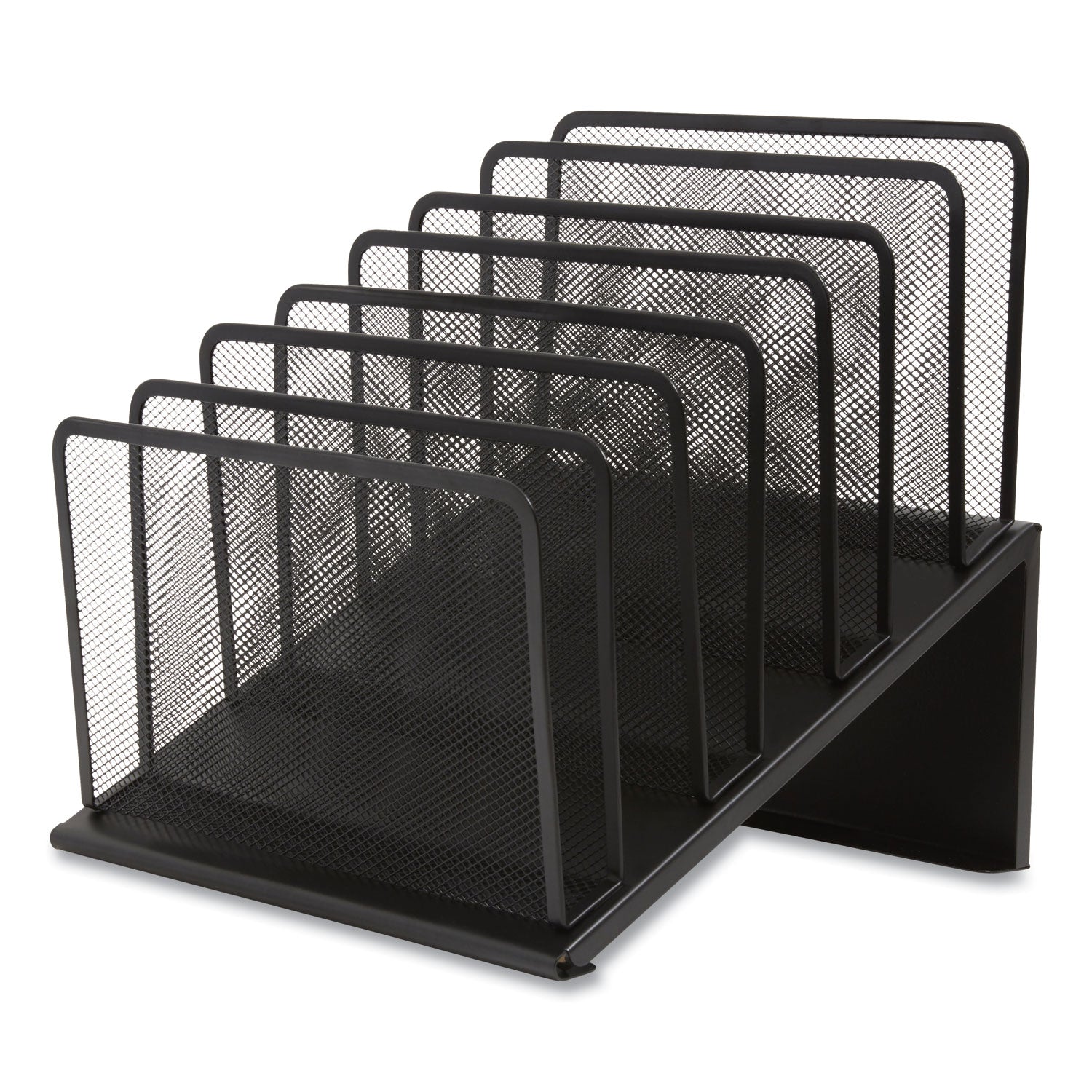 Wire Mesh Incline Sorter, Open Design, 7 Sections, Letter-Size, 11.41 x 11.41 x 11.02, Matte Black