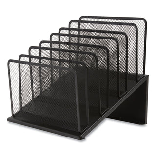 Wire Mesh Incline Sorter, Open Design, 7 Sections, Letter-Size, 11.41 x 11.41 x 11.02, Matte Black