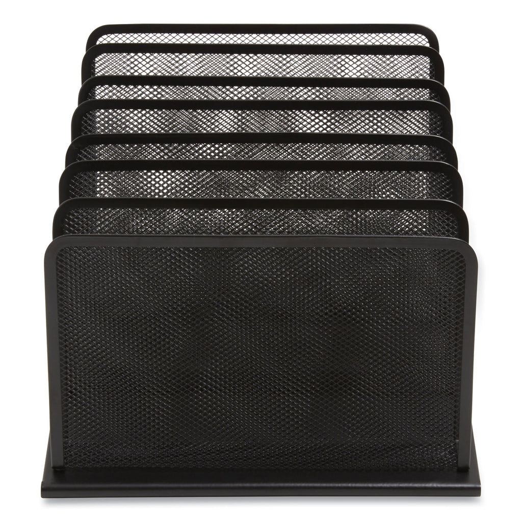 Wire Mesh Incline Sorter, Open Design, 7 Sections, Letter-Size, 11.41 x 11.41 x 11.02, Matte Black