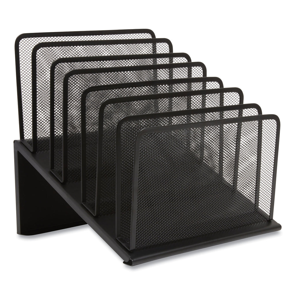 Wire Mesh Incline Sorter, Open Design, 7 Sections, Letter-Size, 11.41 x 11.41 x 11.02, Matte Black