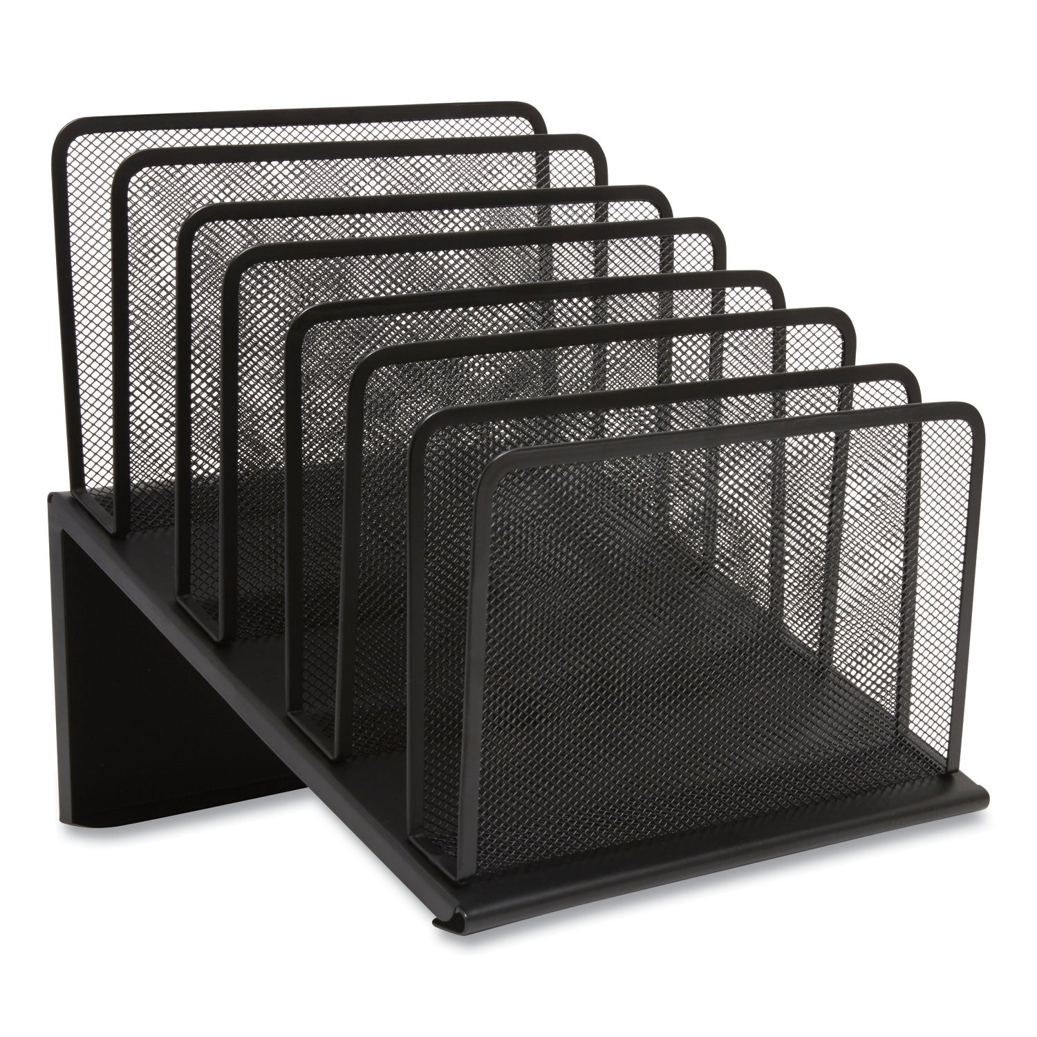 Wire Mesh Incline Sorter, Open Design, 7 Sections, Letter-Size, 11.41 x 11.41 x 11.02, Matte Black