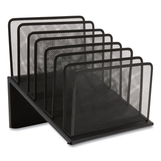 Wire Mesh Incline Sorter, Open Design, 7 Sections, Letter-Size, 11.41 x 11.41 x 11.02, Matte Black