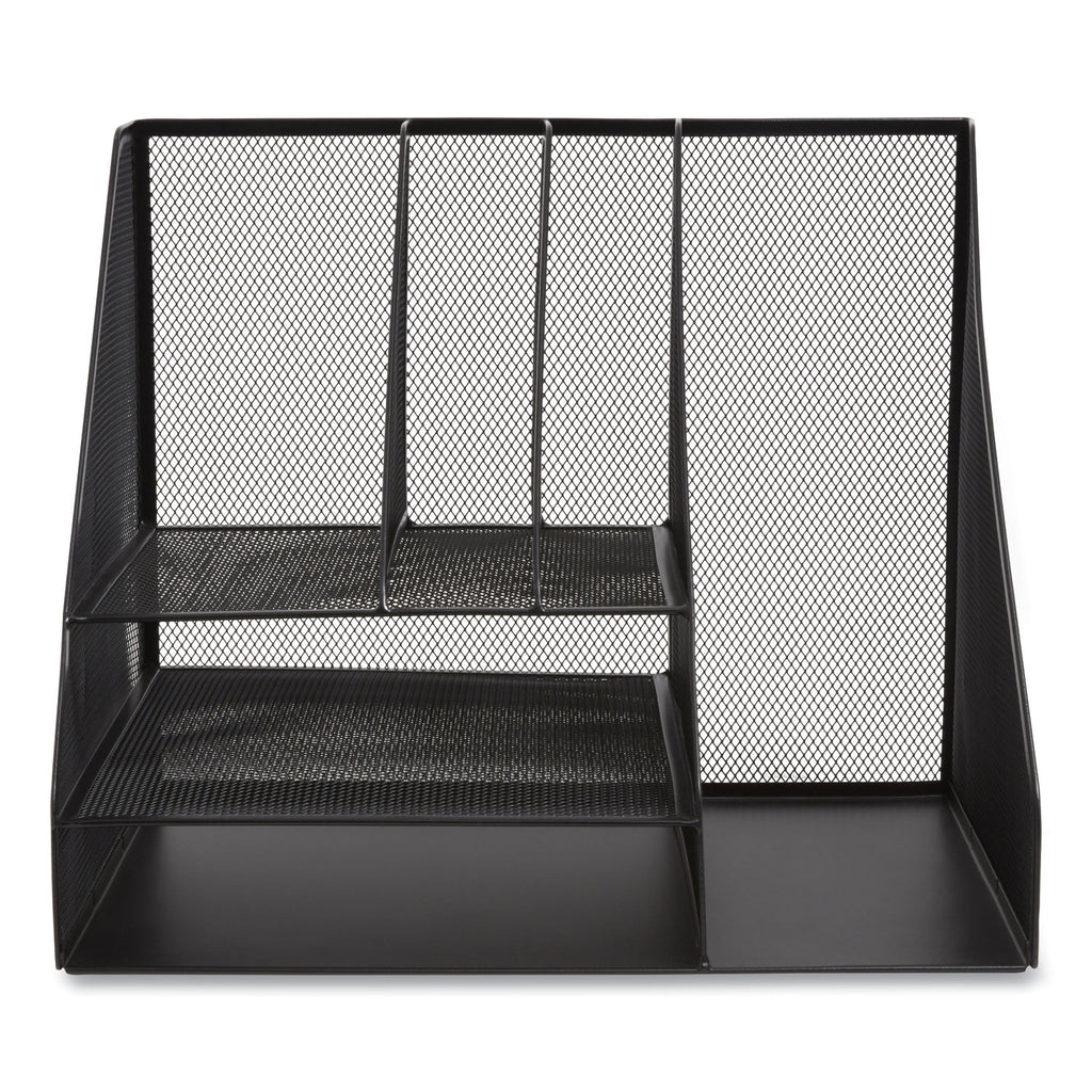 Wire Mesh Combination Organizer, Vertical/Horizontal, 8 Sections, Letter-Size, 12 x 12 x 13.97, Matte Black