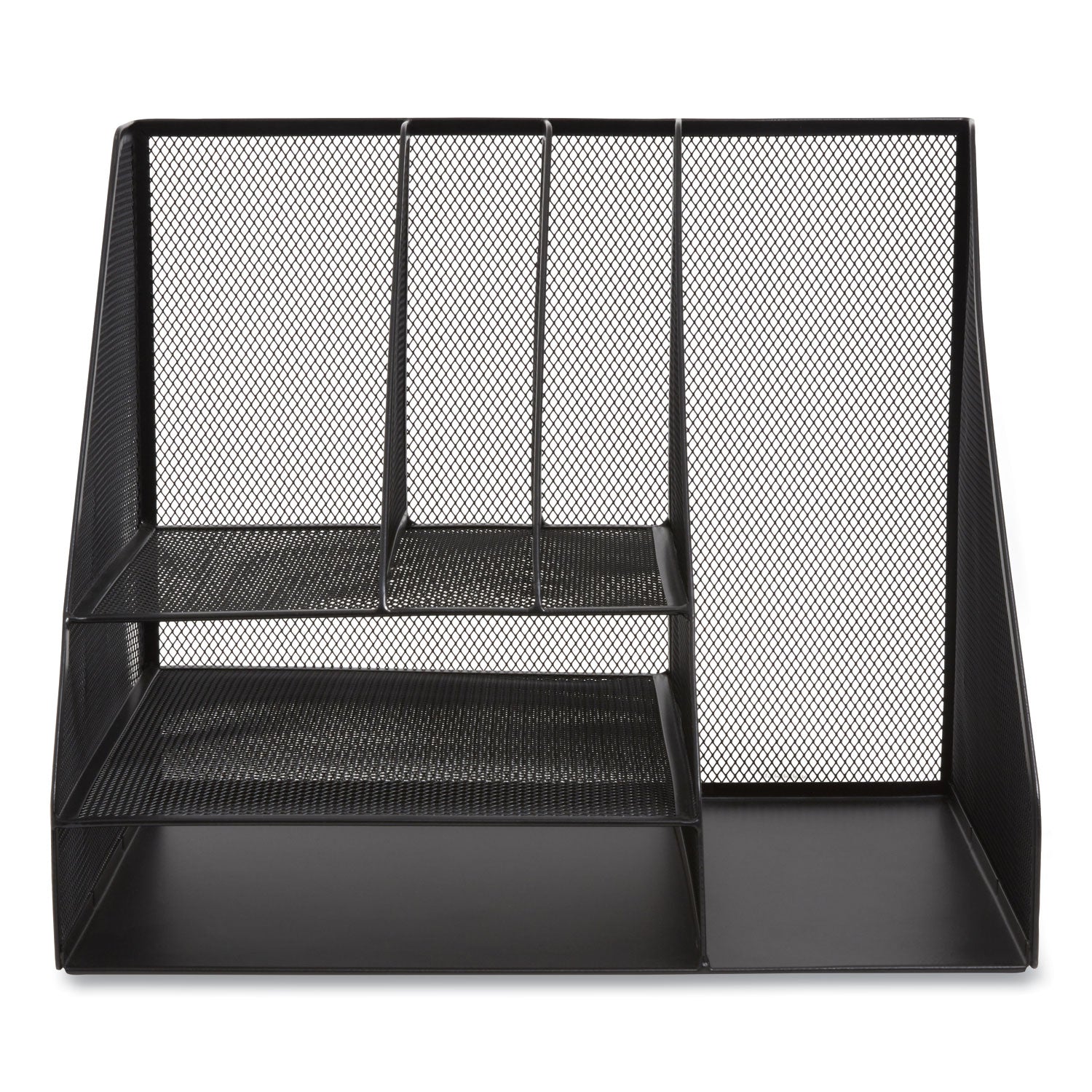 Wire Mesh Combination Organizer, Vertical/Horizontal, 8 Sections, Letter-Size, 12 x 12 x 13.97, Matte Black