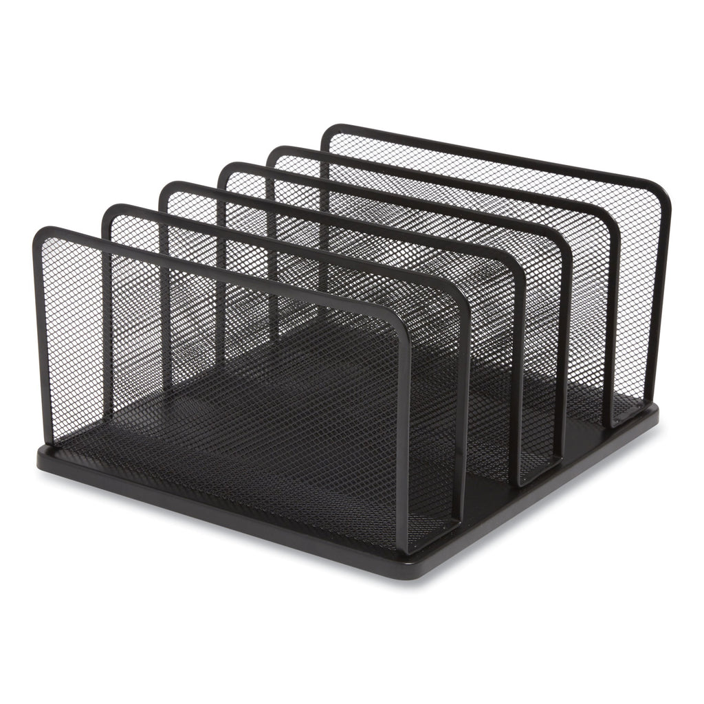 Wire Mesh Vertical Document Sorter, 5 Sections, Letter-Size, 11.57 x 12.83 x 6.69, Matte Black
