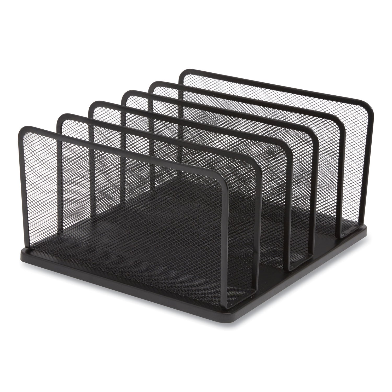 Wire Mesh Vertical Document Sorter, 5 Sections, Letter-Size, 11.57 x 12.83 x 6.69, Matte Black