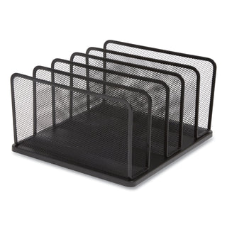 Wire Mesh Vertical Document Sorter, 5 Sections, Letter-Size, 11.57 x 12.83 x 6.69, Matte Black