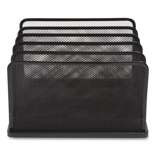 Wire Mesh Vertical Document Sorter, 5 Sections, Letter-Size, 11.57 x 12.83 x 6.69, Matte Black