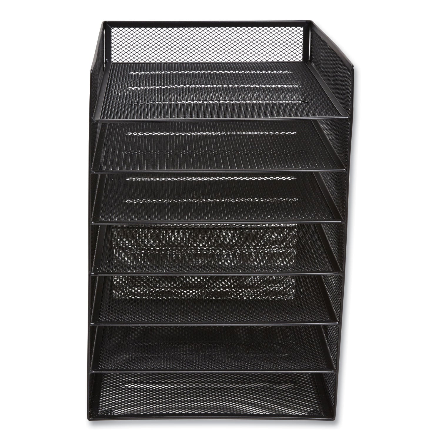 Front-Load Enclosed Wire Mesh Horizontal Document Organizer, 6 Sections, Letter-Size, 9.25 x 13.38 x 13.38, Matte Black