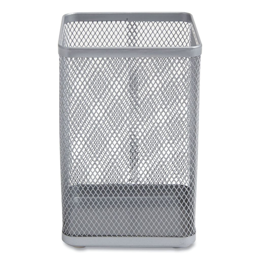 Wire Mesh Jumbo Pencil Holder, 4.33 x 4.33 x 6.69, Silver