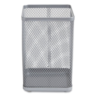 Wire Mesh Jumbo Pencil Holder, 4.33 x 4.33 x 6.69, Silver
