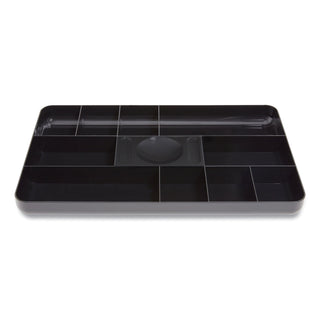 Shallow Plastic Drawer Organizer, 13 Compartments, 9.11 x 14.11 x 1.24, Black