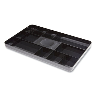 Shallow Plastic Drawer Organizer, 13 Compartments, 9.11 x 14.11 x 1.24, Black