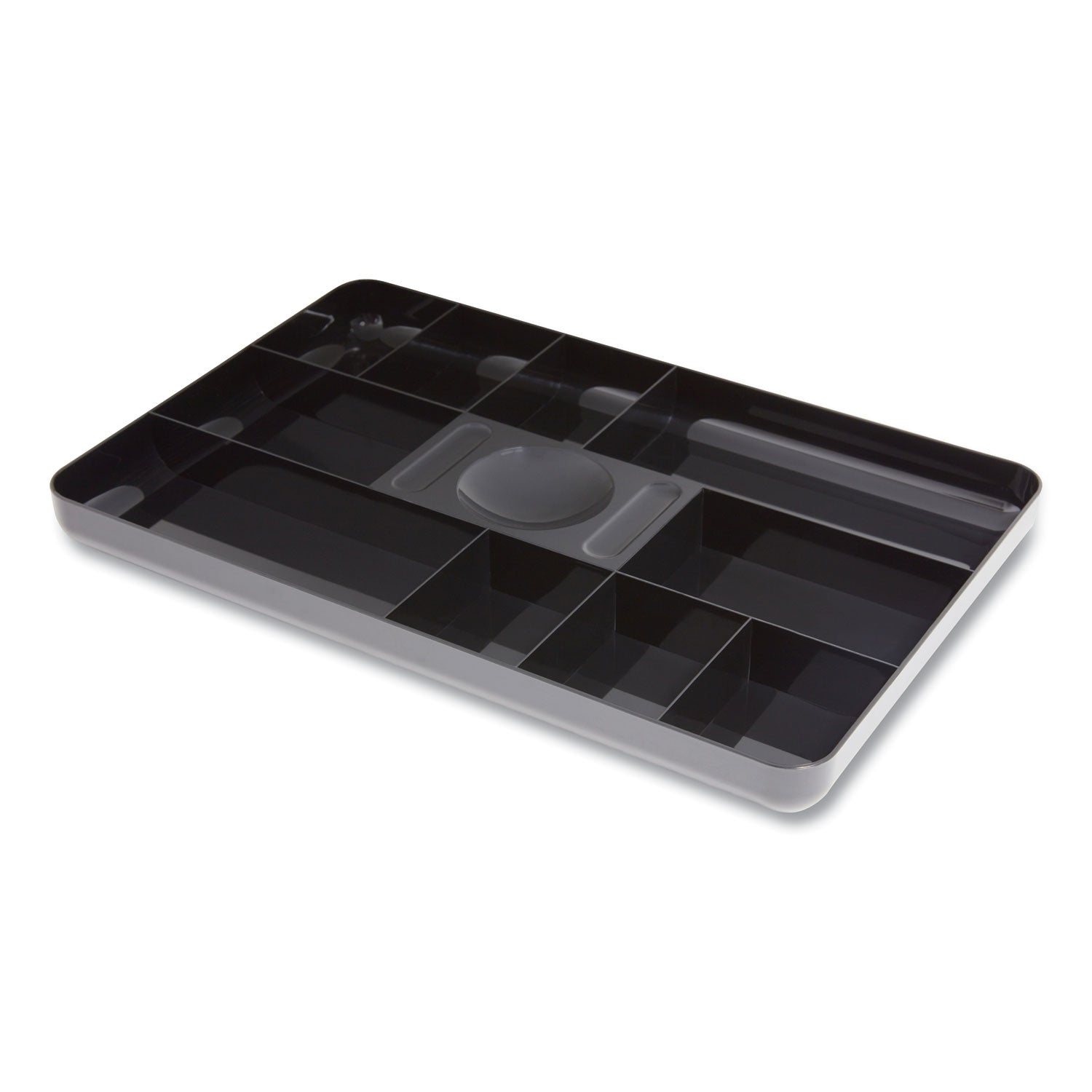 Shallow Plastic Drawer Organizer, 13 Compartments, 9.11 x 14.11 x 1.24, Black