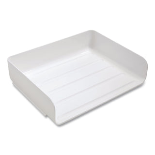 Side-Load Stackable Plastic Document Tray, 1 Section, Letter-Size, 12.63 x 9.72 x 3.01, White, 6/Pack