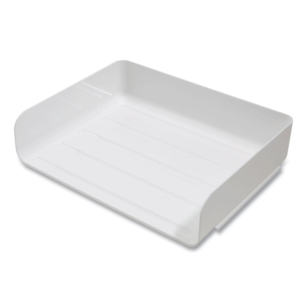 Side-Load Stackable Plastic Document Tray, 1 Section, Letter-Size, 12.63 x 9.72 x 3.01, White, 6/Pack