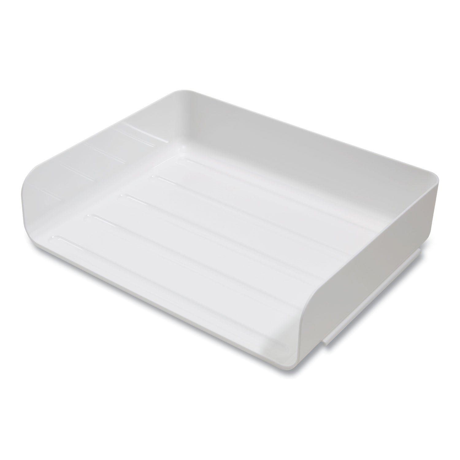 Side-Load Stackable Plastic Document Tray, 1 Section, Letter-Size, 12.63 x 9.72 x 3.01, White, 6/Pack
