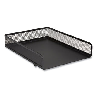 Front-Load Stackable Wire Mesh Document Tray, 1 Section, Letter-Size, 9.37 x 12.48 x 2.32, Matte Black
