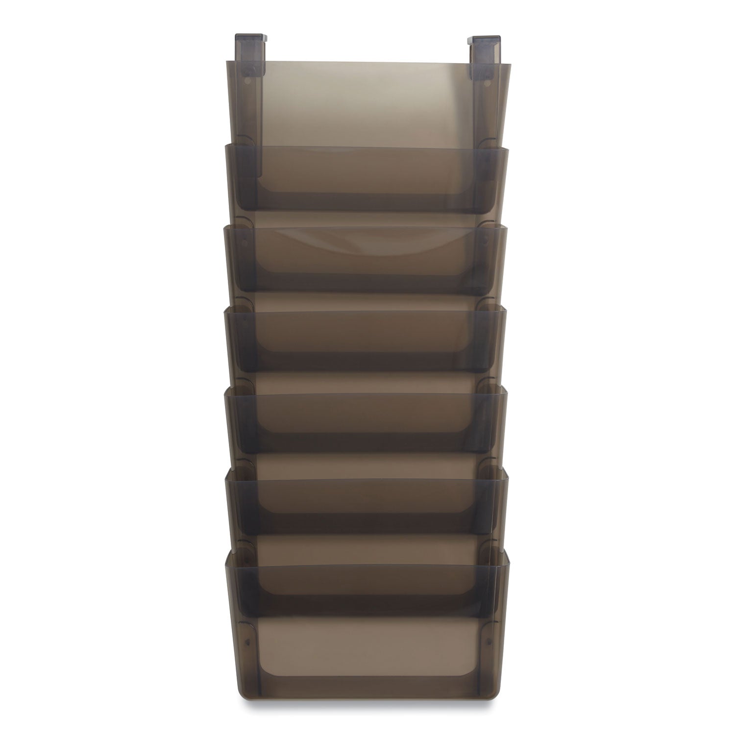 Unbreakable Plastic Wall File, 7 Sections, Letter Size, 13" x 3.81" x 30.78", Smoke