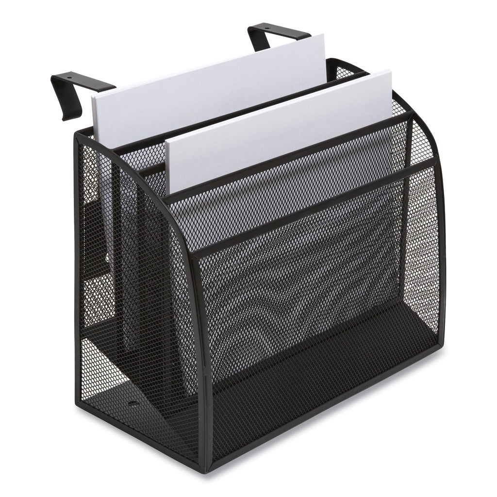 Wire Mesh Incline Sorter, Enclosed Design, 4 Sections, Letter-Size, 12.99 x 6.49 x 10.15, Matte Black