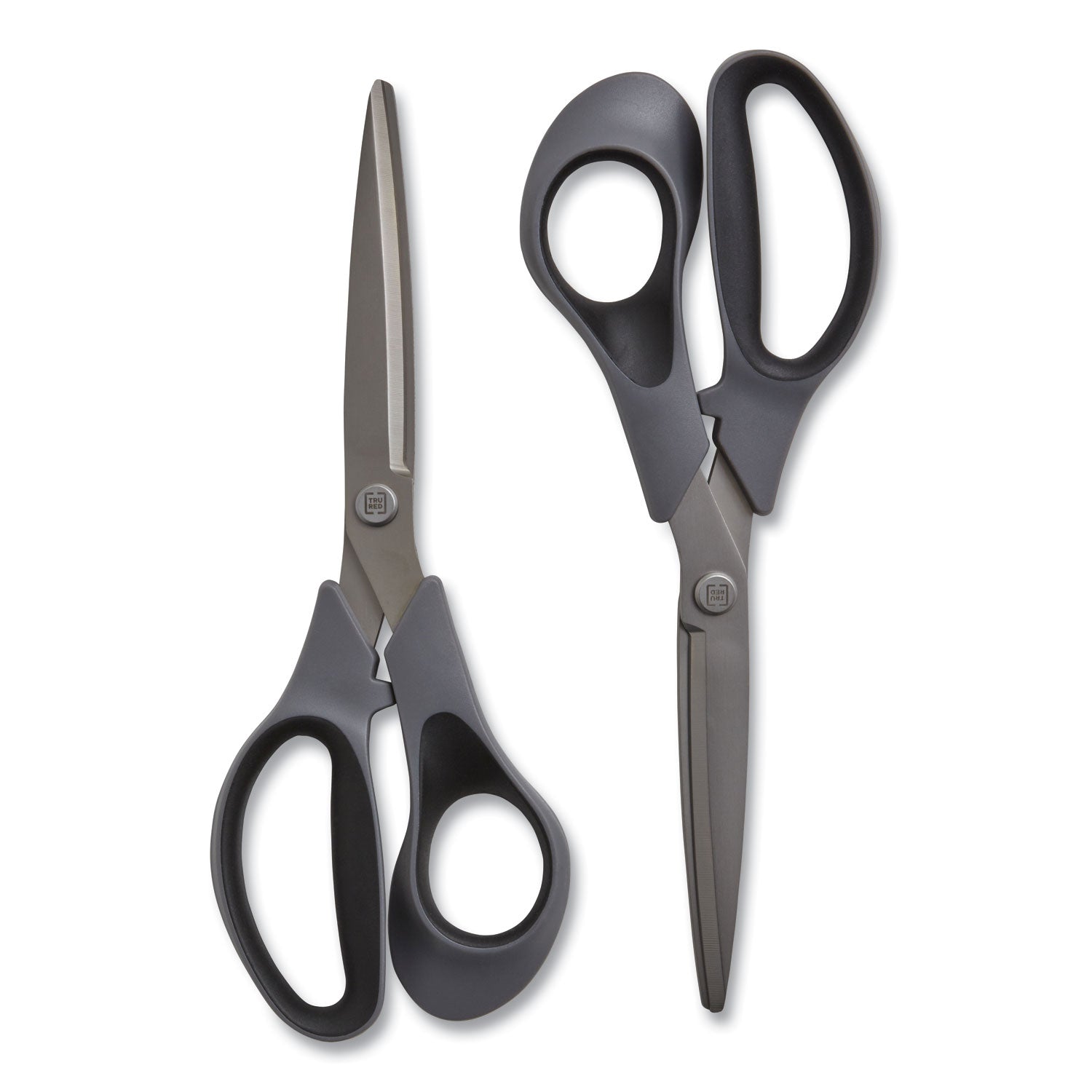 Non-Stick Titanium-Coated Scissors, 8" Long, 3.86" Cut Length, Gun-Metal Gray Blades, Gray/Black Straight Handle, 2/Pack