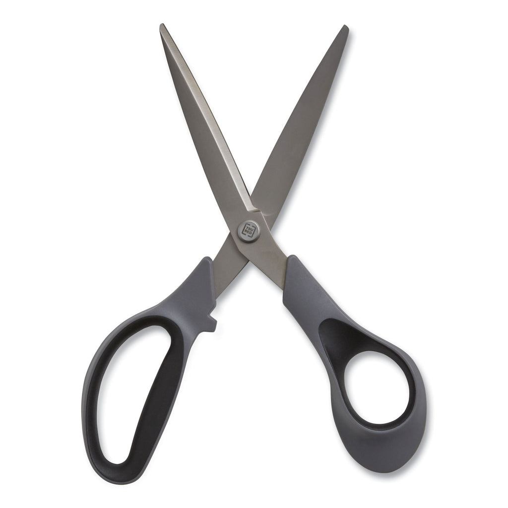 Non-Stick Titanium-Coated Scissors, 8" Long, 3.86" Cut Length, Gun-Metal Gray Blades, Gray/Black Straight Handle, 2/Pack