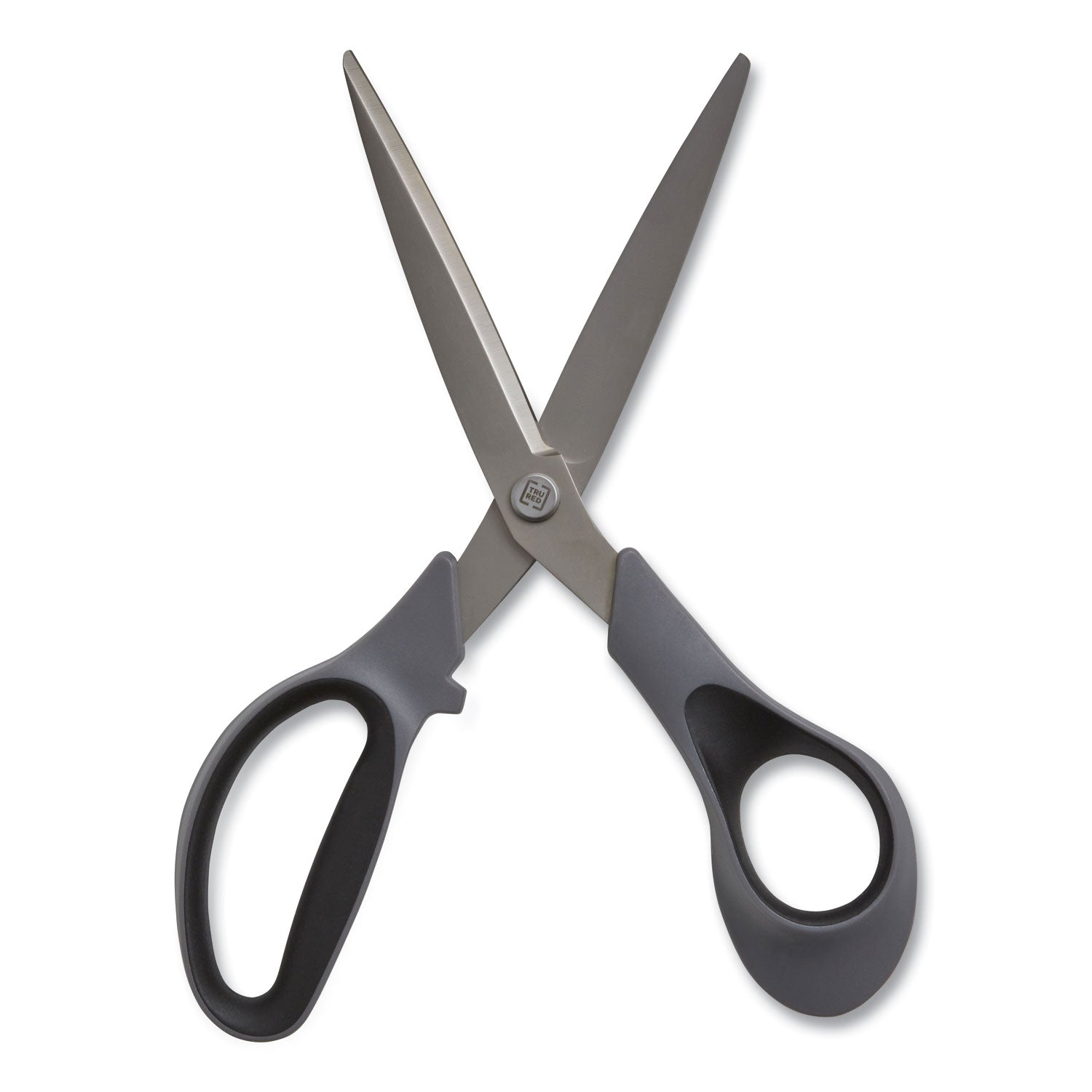 Non-Stick Titanium-Coated Scissors, 8" Long, 3.86" Cut Length, Gun-Metal Gray Blades, Gray/Black Straight Handle, 2/Pack