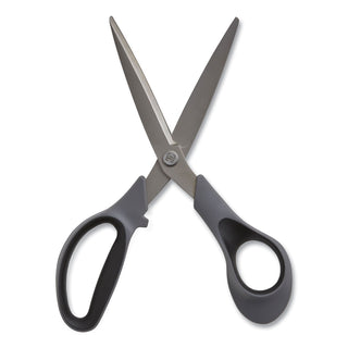 Non-Stick Titanium-Coated Scissors, 8" Long, 3.86" Cut Length, Gun-Metal Gray Blades, Gray/Black Straight Handle, 2/Pack