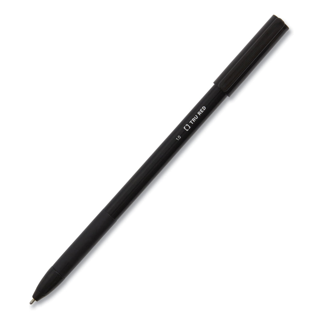 Gripped Ballpoint Pen, Stick, Medium 1 mm, Black Ink, Black Barrel, Dozen