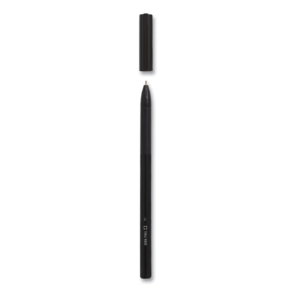 Gripped Ballpoint Pen, Stick, Medium 1 mm, Black Ink, Black Barrel, Dozen