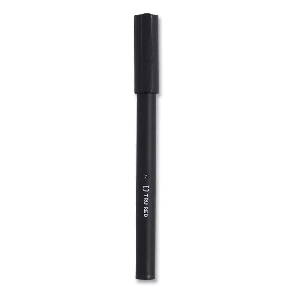Quick Dry Gel Pen, Retractable, Medium 0.7 mm, Black Ink, Black Barrel, 5/Pack